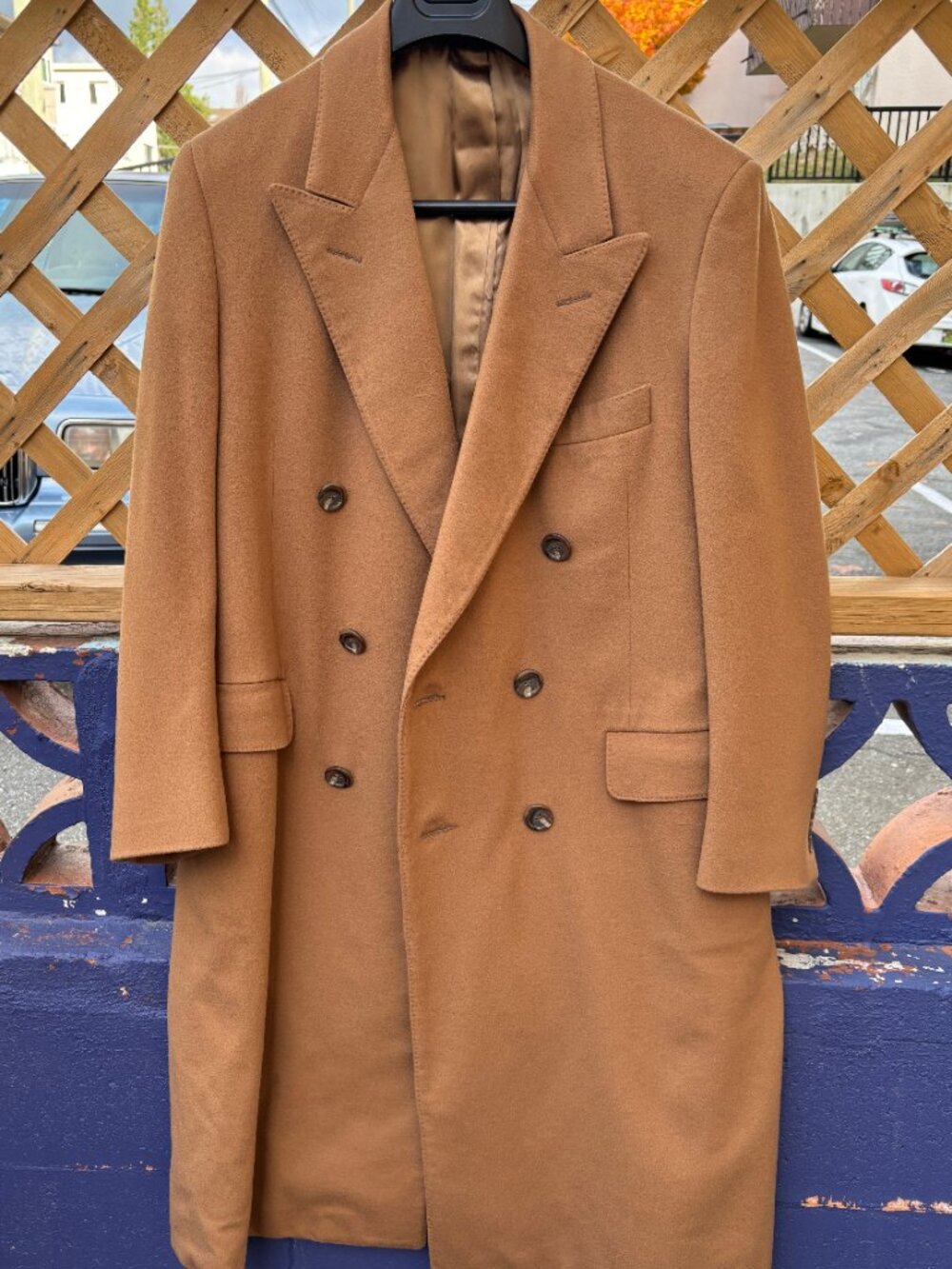 $2500 Samuelsohn Cashmere Double Breasted Tan/Camel Overcoat - 42 Medium/Large